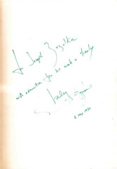 Osobní věnování panu J. Z. autorem Stanley Krippnerem.