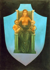 Mr Zálešák, a painter, made the painting of the Symbol of Biotronika (biotronics) according to Mr J.Z.’s vision.
